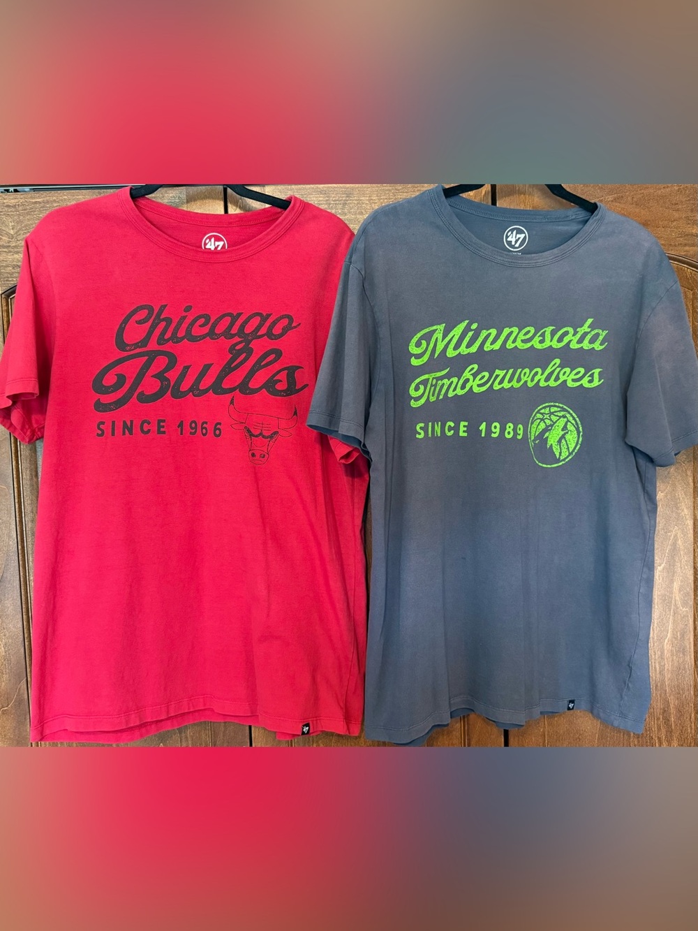 '47 Brand NBA 2 Shirt Bundle Bulls Timberwolves Men's Medium